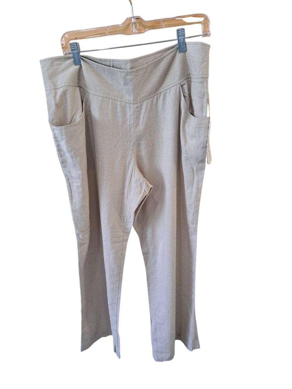 New Royal Robbins Coco Crop Pants Size 14 Khaki Lightweight Linen Blend Pockets